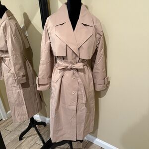 Belted Trench Coat Long Sleeve Coat parka raglan sleeve Rain coat cardigan blaze